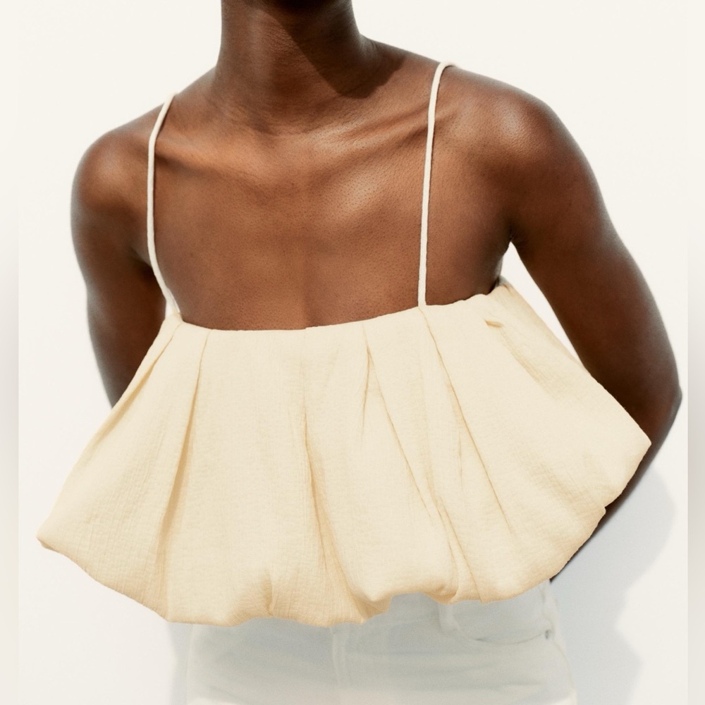 Zara Cropped Ruffled Volume Top sz.L - Picture 4 of 14